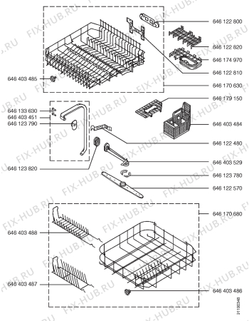 Взрыв-схема посудомоечной машины Aeg FAV3050W - Схема узла Section 6